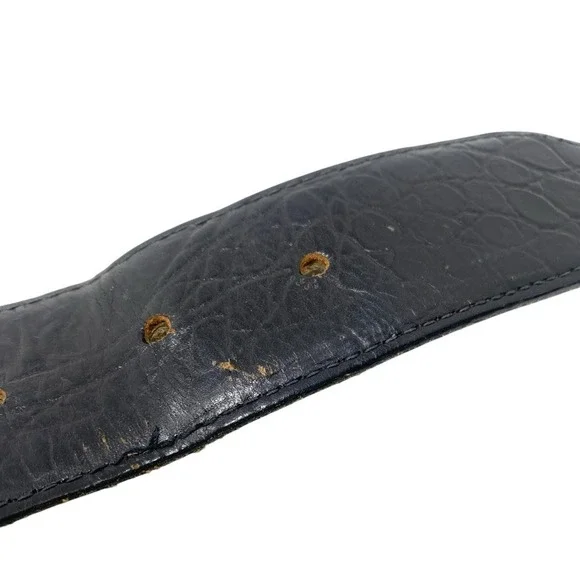 Talbots Womens Black Italian Alligator Calfskin Belt Croc Print Size Small 9851 - Picture 7 of 7